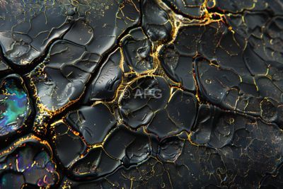 Abstrakte Textur: Goldene Risse auf dunkler, geschwungener Oberfläche